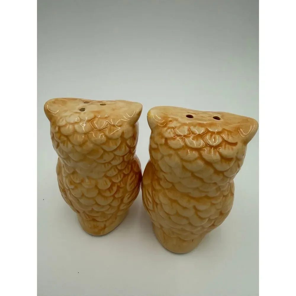1970's Ceramic Owl Salt & Pepper Shakers Set